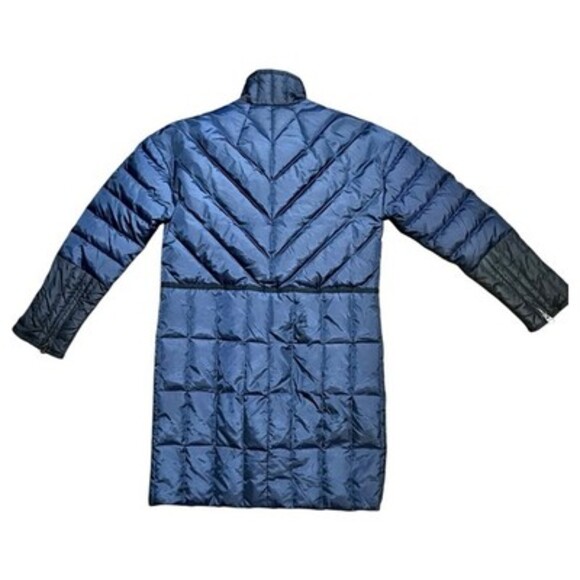 Madewell Womens XS Quilted Down Puffer Coat-Dark Navy & Black Asymmetrical Zip - Picture 4 of 15
